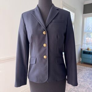 J. Crew Dark dark blue Blazer with Gold Accents 100% Wool